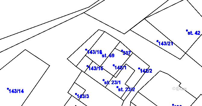 Parcela st. 69 v KÚ Chuchel, Katastrální mapa