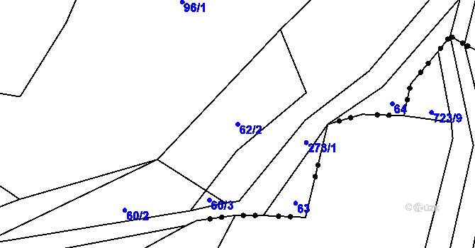 Parcela st. 62/2 v KÚ Chuchel, Katastrální mapa