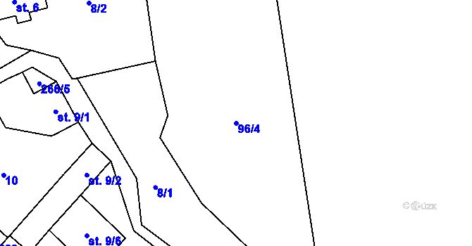 Parcela st. 96/4 v KÚ Chuchel, Katastrální mapa