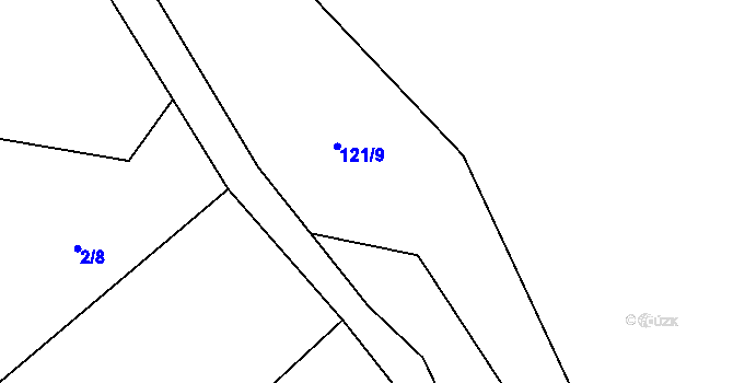 Parcela st. 121/7 v KÚ Chuchel, Katastrální mapa