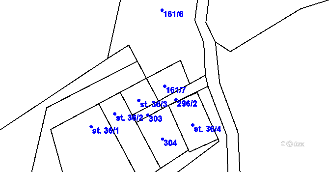 Parcela st. 161/7 v KÚ Chuchel, Katastrální mapa