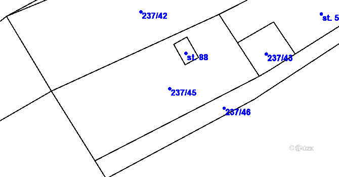 Parcela st. 237/45 v KÚ Chuchel, Katastrální mapa