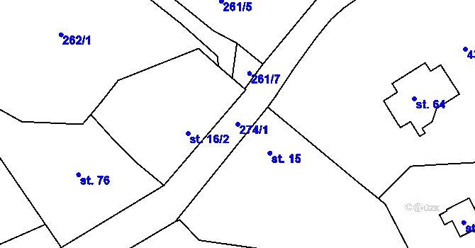 Parcela st. 274/1 v KÚ Chuchel, Katastrální mapa