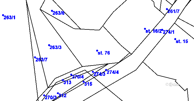 Parcela st. 76 v KÚ Chuchel, Katastrální mapa