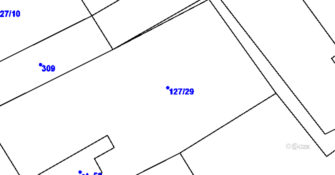 Parcela st. 127/29 v KÚ Chuchel, Katastrální mapa
