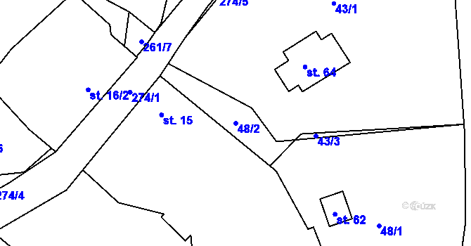 Parcela st. 48/2 v KÚ Chuchel, Katastrální mapa