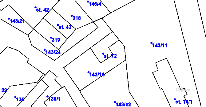 Parcela st. 72 v KÚ Chuchel, Katastrální mapa