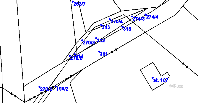 Parcela st. 311 v KÚ Chuchel, Katastrální mapa
