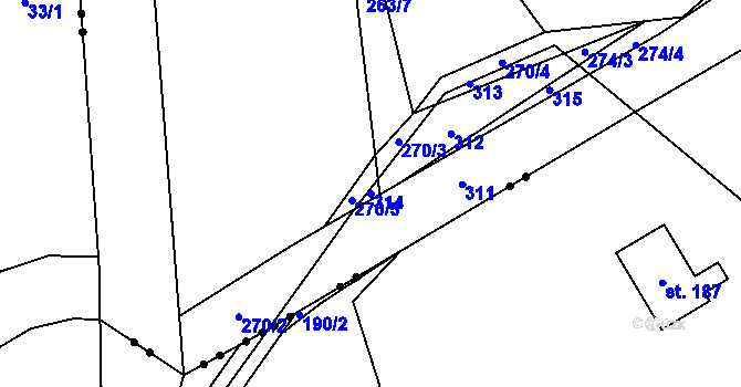 Parcela st. 314 v KÚ Chuchel, Katastrální mapa