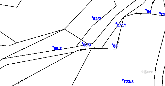 Parcela st. 60/3 v KÚ Chuchel, Katastrální mapa