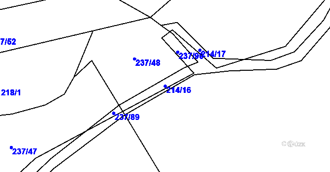 Parcela st. 214/16 v KÚ Chuchel, Katastrální mapa