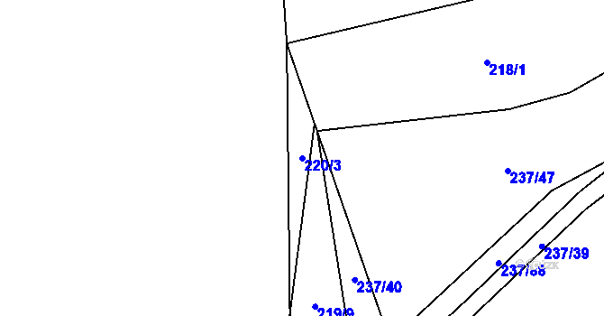 Parcela st. 220/3 v KÚ Chuchel, Katastrální mapa