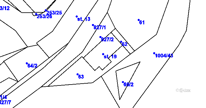 Parcela st. 19 v KÚ Jeřišno, Katastrální mapa