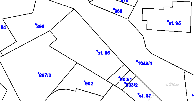 Parcela st. 86 v KÚ Jeřišno, Katastrální mapa