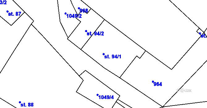 Parcela st. 94/1 v KÚ Jeřišno, Katastrální mapa