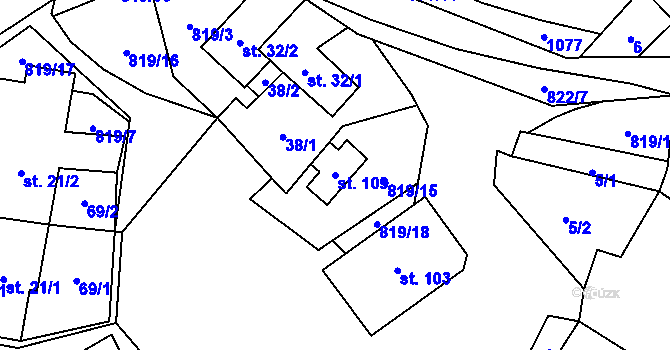 Parcela st. 109 v KÚ Jeřišno, Katastrální mapa