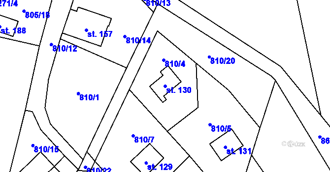 Parcela st. 130 v KÚ Jeřišno, Katastrální mapa
