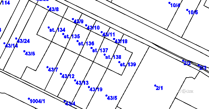 Parcela st. 138 v KÚ Jeřišno, Katastrální mapa