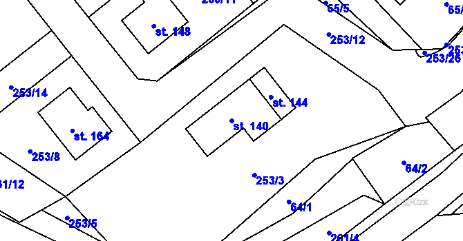 Parcela st. 140 v KÚ Jeřišno, Katastrální mapa