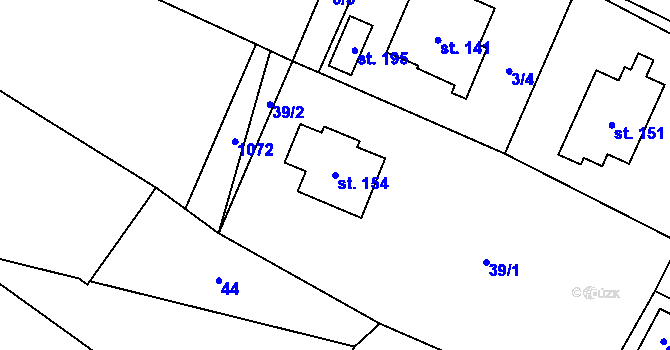 Parcela st. 154 v KÚ Jeřišno, Katastrální mapa