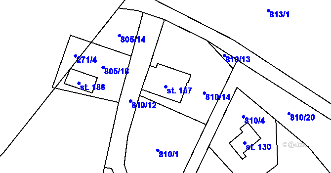 Parcela st. 157 v KÚ Jeřišno, Katastrální mapa