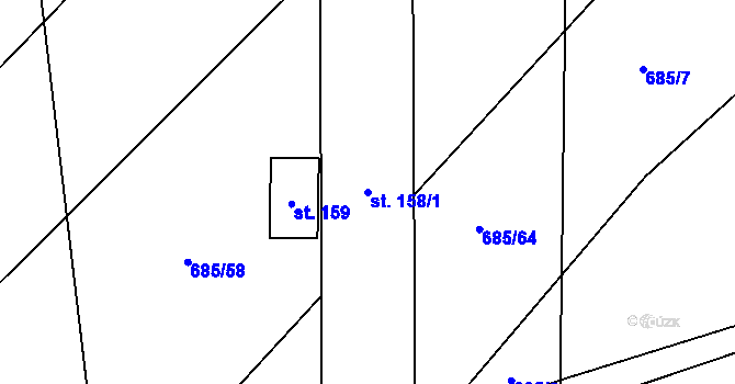 Parcela st. 158/1 v KÚ Jeřišno, Katastrální mapa