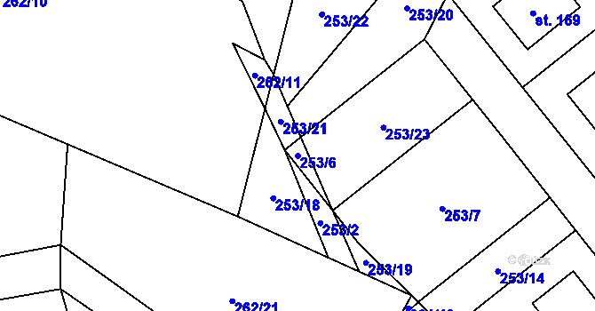 Parcela st. 253/6 v KÚ Jeřišno, Katastrální mapa