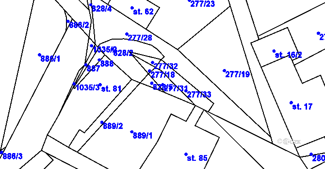 Parcela st. 277/31 v KÚ Jeřišno, Katastrální mapa