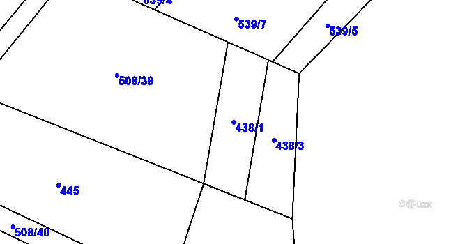 Parcela st. 438/1 v KÚ Jeřišno, Katastrální mapa