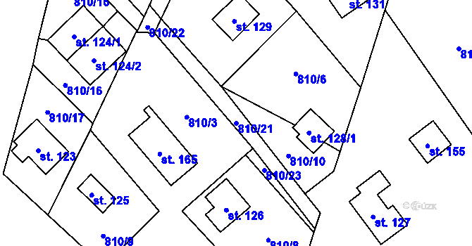 Parcela st. 810/21 v KÚ Jeřišno, Katastrální mapa