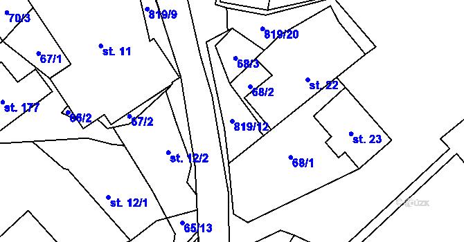 Parcela st. 819/12 v KÚ Jeřišno, Katastrální mapa