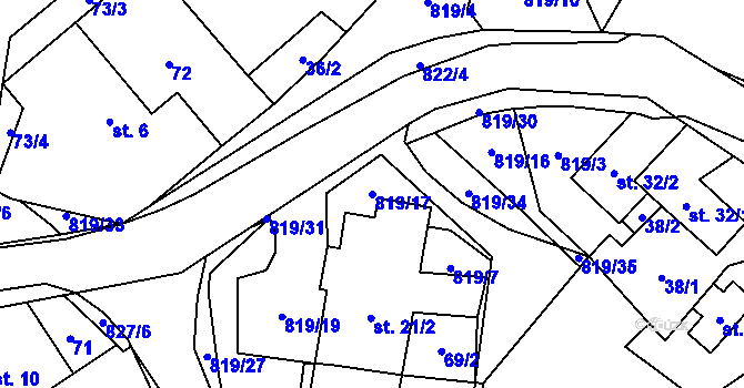 Parcela st. 819/17 v KÚ Jeřišno, Katastrální mapa