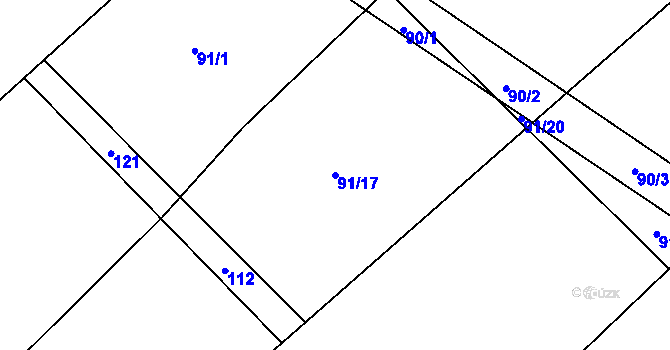 Parcela st. 91/17 v KÚ Jeřišno, Katastrální mapa