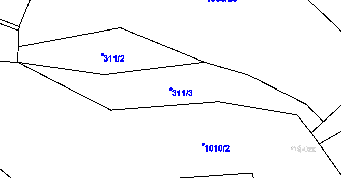 Parcela st. 311/3 v KÚ Jeřišno, Katastrální mapa