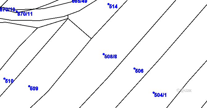 Parcela st. 508/8 v KÚ Jeřišno, Katastrální mapa