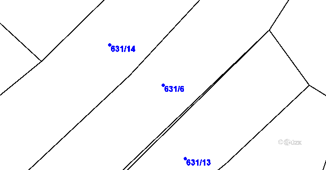 Parcela st. 631/6 v KÚ Jeřišno, Katastrální mapa