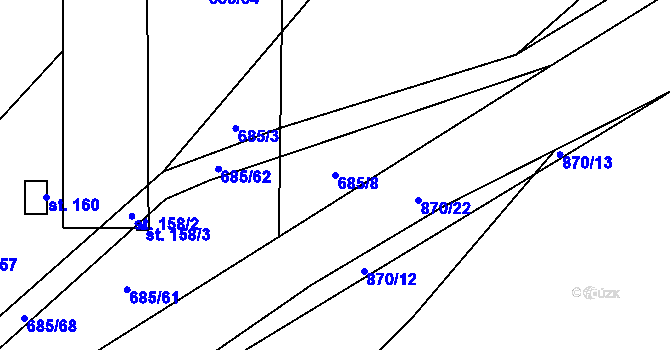 Parcela st. 685/8 v KÚ Jeřišno, Katastrální mapa