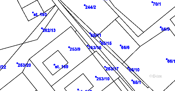 Parcela st. 253/16 v KÚ Jeřišno, Katastrální mapa
