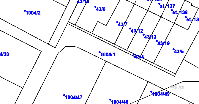 Parcela st. 1004/1 v KÚ Jeřišno, Katastrální mapa
