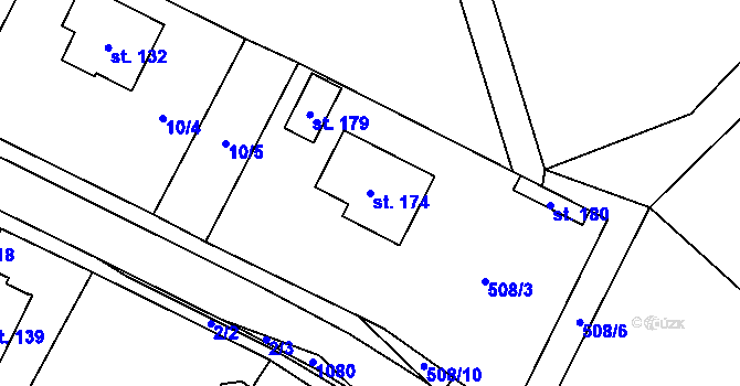 Parcela st. 174 v KÚ Jeřišno, Katastrální mapa