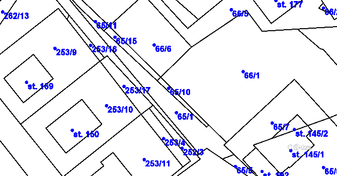 Parcela st. 65/10 v KÚ Jeřišno, Katastrální mapa