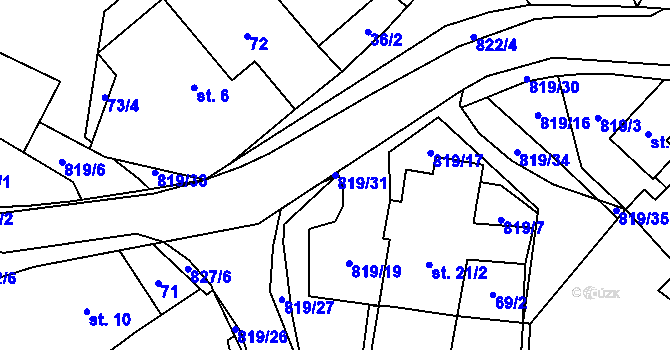 Parcela st. 819/31 v KÚ Jeřišno, Katastrální mapa