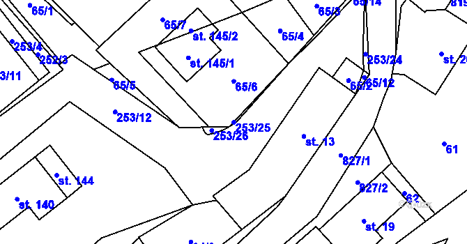 Parcela st. 253/25 v KÚ Jeřišno, Katastrální mapa