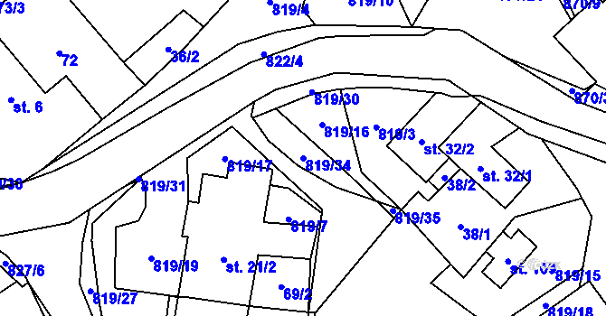 Parcela st. 819/34 v KÚ Jeřišno, Katastrální mapa