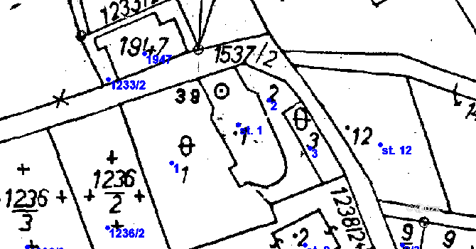 Parcela st. 1 v KÚ Jeřmanice, Katastrální mapa