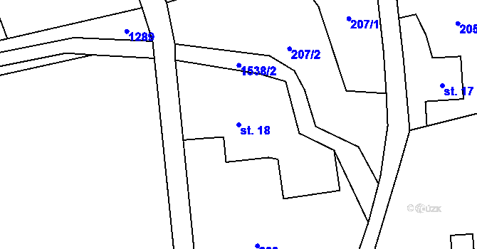 Parcela st. 18 v KÚ Jeřmanice, Katastrální mapa