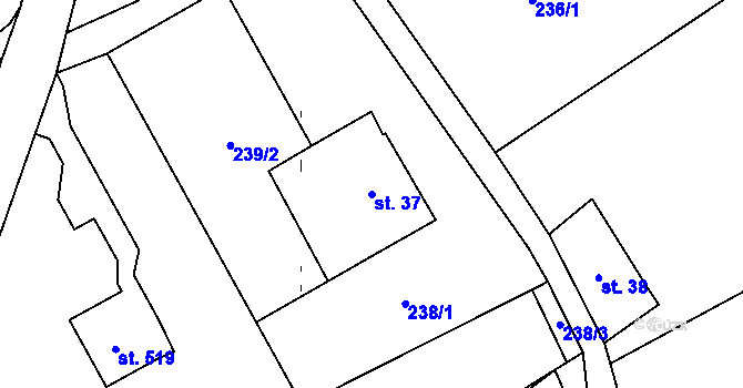 Parcela st. 37 v KÚ Jeřmanice, Katastrální mapa