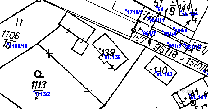 Parcela st. 139 v KÚ Jeřmanice, Katastrální mapa