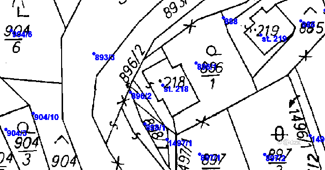 Parcela st. 218 v KÚ Jeřmanice, Katastrální mapa