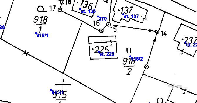 Parcela st. 225 v KÚ Jeřmanice, Katastrální mapa